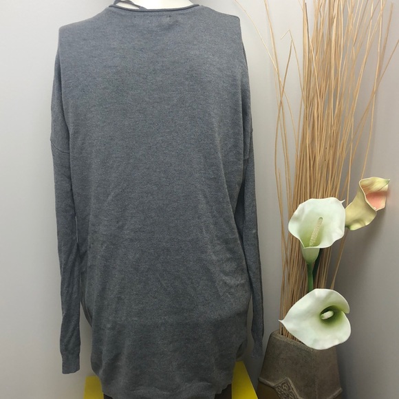 Atmosphere Gray Knit Tunic Pullover Lightweight Sweater Side Zipper Size S - Picture 5 of 6